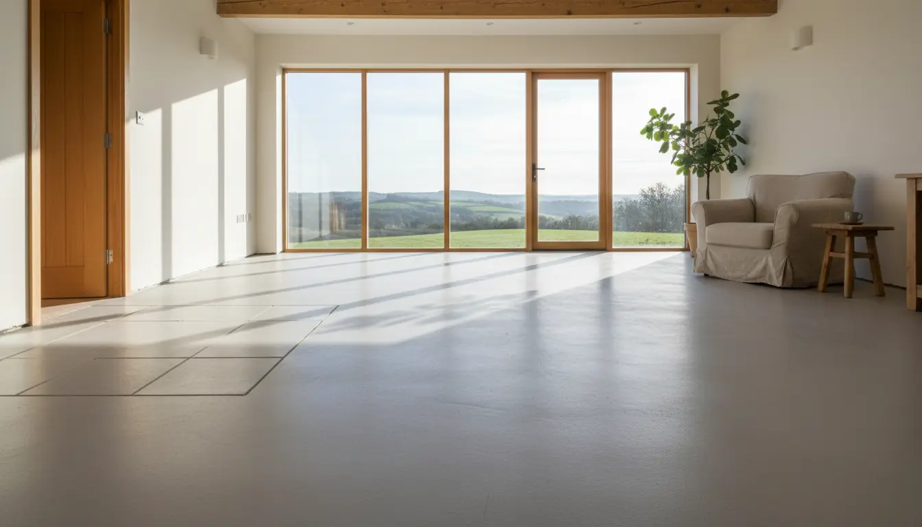 Готовая ровная стяжка поверх труб